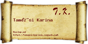 Tamási Karina névjegykártya